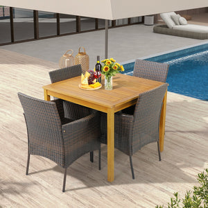 Set of 4 Patio PE Wicker Dining Chairs with Seat Cushions and Armrests-Set of 4 view 3