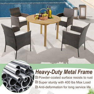 Set of 4 Patio PE Wicker Dining Chairs with Seat Cushions and Armrests-Set of 4 view 7