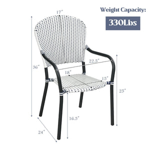 Set of 4 Patio Rattan Stackable Dining Chair with, Armrest for Garden-White view 4