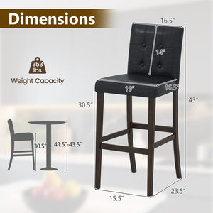 Set of 4 PVC Dining Leather Bar Stools with Solid Wood Legs-29 inch view 4