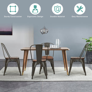 18 Inch Height Set of 4 Stackable Style Metal Wood Dining Chair-Dark Green view 8
