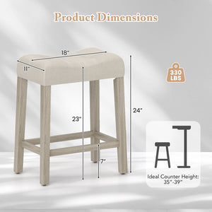 Set of 4 Upholstered Counter Height Bar Stool with Curved Saddle-Seat-Gray view 5