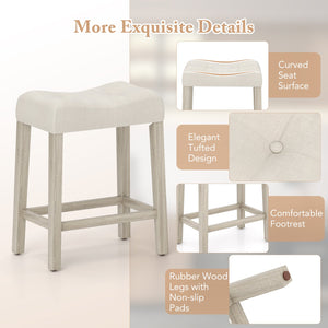 Set of 4 Upholstered Counter Height Bar Stool with Curved Saddle-Seat-Gray view 7