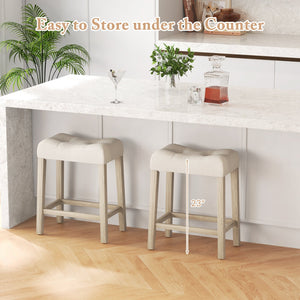 Set of 4 Upholstered Counter Height Bar Stool with Curved Saddle-Seat-Gray view 8