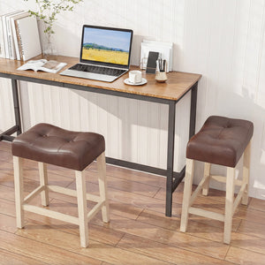 Set of 4 Upholstered Counter Height Bar Stool with Curved Saddle-Seat-Natural view 3
