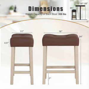 Set of 4 Upholstered Counter Height Bar Stool with Curved Saddle-Seat-Natural view 5