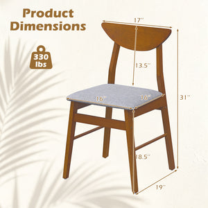 Set of 4 Upholstered Dining Chairs with Curved Backrest and Rubber Wood Frame-Walnut view 4