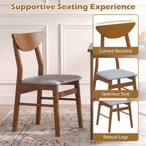 Set of 4 Upholstered Dining Chairs with Curved Backrest and Rubber Wood Frame-Walnut view 6