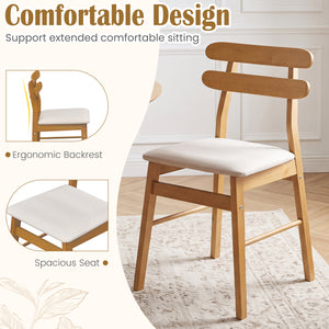 Set of 4 Upholstered Dining Chairs with Padded Seat and Solid Wood Legs-Natural view 6