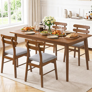 Set of 4 Upholstered Dining Chairs with Padded Seat and Solid Wood Legs-Walnut view 2