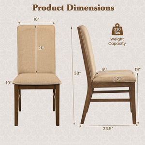 Set of 4 Upholstered Dining Chairs with Solid Rubber Wood Legs-Brown view 4