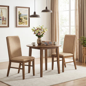 Set of 4 Upholstered Dining Chairs with Solid Rubber Wood Legs-Brown view 5