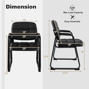 Set of 4 Upholstered Waiting Room Chair with Armrest and Ergonomic Backrest-Black view 4