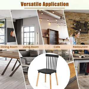 Set of 4 Windsor Dining Chairs with Spindle Backs and Curved Seats-Black view 7
