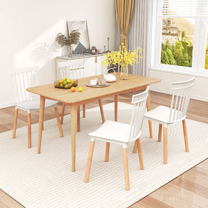 Set of 4 Windsor Dining Chairs with Spindle Backs and Curved Seats-White view 3