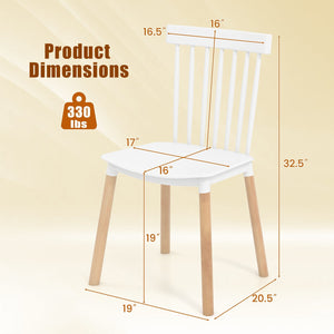 Set of 4 Windsor Dining Chairs with Spindle Backs and Curved Seats-White view 4