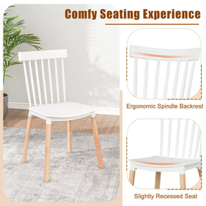 Set of 4 Windsor Dining Chairs with Spindle Backs and Curved Seats-White view 5