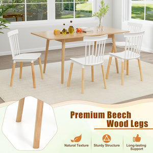 Set of 4 Windsor Dining Chairs with Spindle Backs and Curved Seats-White view 6