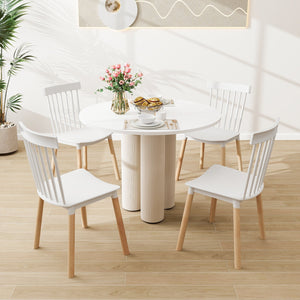 Set of 4 Windsor Dining Chairs with Spindle Backs and Curved Seats-White view 9