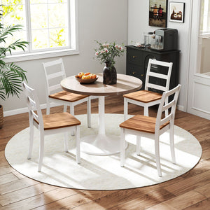 Set of 4 Wood Dining Chairs with Solid Rubber Wood Legs-Rustic Brown view 3