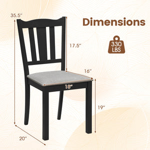 Set of 4 Wooden Dining Chair with Hollow Back and Soft-padded Cushion-Black view 4