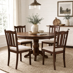Set of 4 Wooden Dining Chair with Hollow Back and Soft-padded Cushion-Walnut view 2