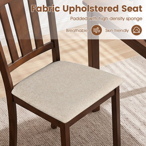 Set of 4 Wooden Dining Chair with Hollow Back and Soft-padded Cushion-Walnut view 6