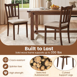 Set of 4 Wooden Dining Chair with Hollow Back and Soft-padded Cushion-Walnut view 7