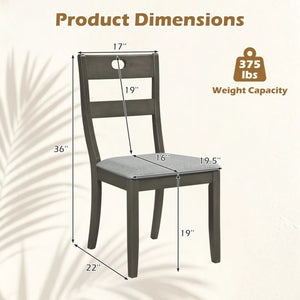 Set of 4 Wooden Dining Chairs with Padded Seats and Rubber Wood Frame-Gray view 4