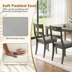 Set of 4 Wooden Dining Chairs with Padded Seats and Rubber Wood Frame-Gray view 6