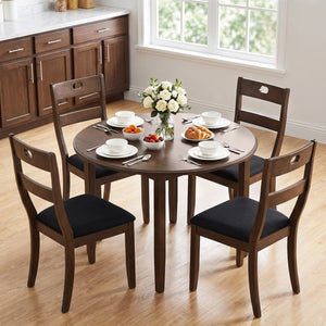 Set of 4 Wooden Dining Chairs with Padded Seats and Rubber Wood Frame-Walnut view 2