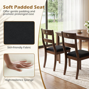 Set of 4 Wooden Dining Chairs with Padded Seats and Rubber Wood Frame-Walnut view 7