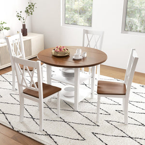 Set of 4 Wooden Farmhouse Kitchen Chairs with Rubber Wood Seat view 2
