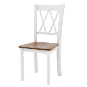Set of 4 Wooden Farmhouse Kitchen Chairs with Rubber Wood Seat view 4
