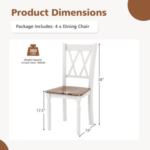 Set of 4 Wooden Farmhouse Kitchen Chairs with Rubber Wood Seat view 5