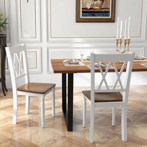 Set of 4 Wooden Farmhouse Kitchen Chairs with Rubber Wood Seat view 6