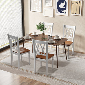 Set of 4 Wooden Farmhouse Kitchen Chairs with Rubber Wood Seat view 7