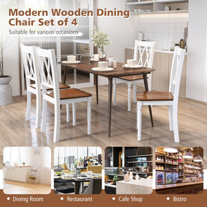 Set of 4 Wooden Farmhouse Kitchen Chairs with Rubber Wood Seat view 8