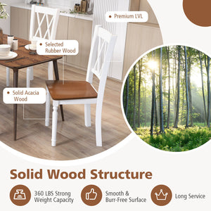 Set of 4 Wooden Farmhouse Kitchen Chairs with Rubber Wood Seat view 9