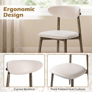 Set of 4 Wooden Modern Upholstered Dining Chairs with Curved Backrest-Beige view 7