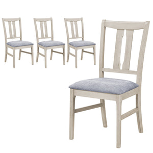 Set of 4 Wooden Upholstered Dining Chairs with High Curved Back-Gray