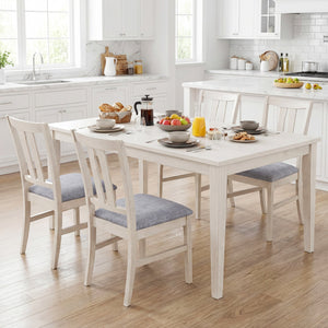 Set of 4 Wooden Upholstered Dining Chairs with High Curved Back-Gray view 3