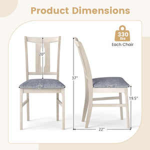 Set of 4 Wooden Upholstered Dining Chairs with High Curved Back-Gray view 4