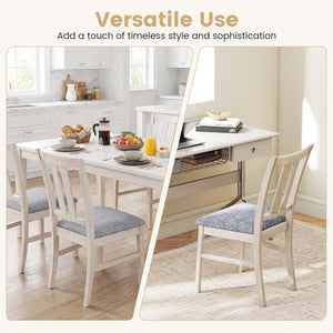 Set of 4 Wooden Upholstered Dining Chairs with High Curved Back-Gray view 8