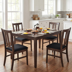 Set of 4 Wooden Upholstered Dining Chairs with High Curved Back-Walnut view 3