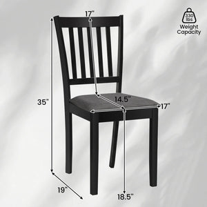 Set of 4 Wooden Upholstered Dining Chairs with Rubber Wood Frame-Black view 4