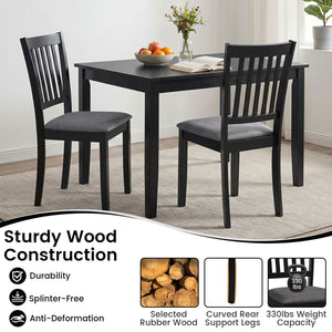 Set of 4 Wooden Upholstered Dining Chairs with Rubber Wood Frame-Black view 8