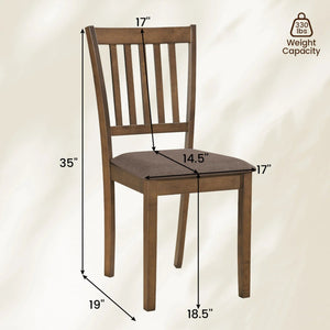 Set of 4 Wooden Upholstered Dining Chairs with Rubber Wood Frame-Brown view 4