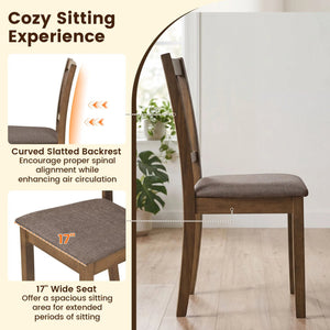 Set of 4 Wooden Upholstered Dining Chairs with Rubber Wood Frame-Brown view 9