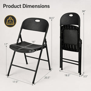 Set of 6 Foldable Plastic Chairs with Ergonomic Backrest-Black view 5